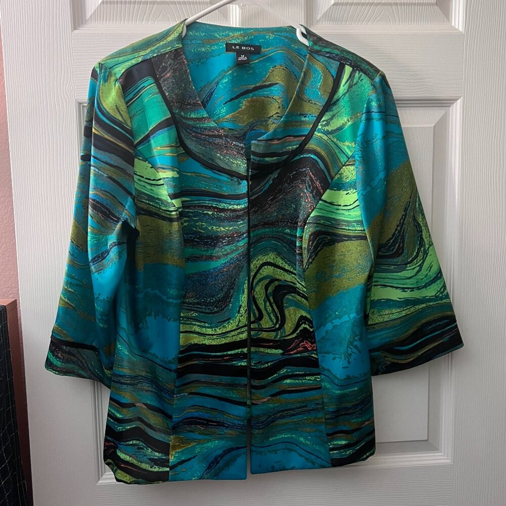 Le Bos Agate Green Collarless Jacket